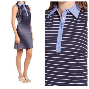 NWT Eliza J Chambray Collar Sheath Dress Navy Sz 6 Preppy Nautical Sailor Prep